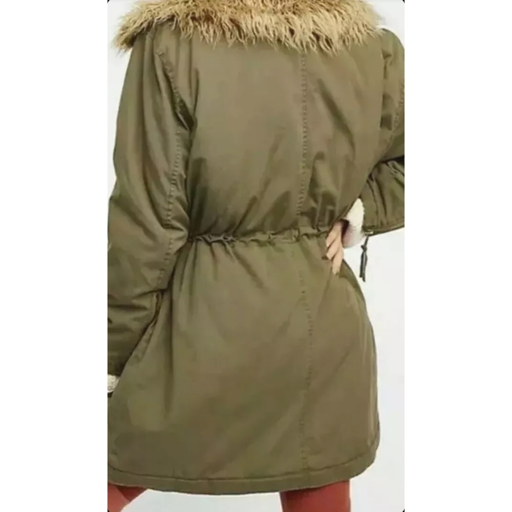 Free People Fur Lined Extreme Moto Parka / Olive - Picture 12 of 13